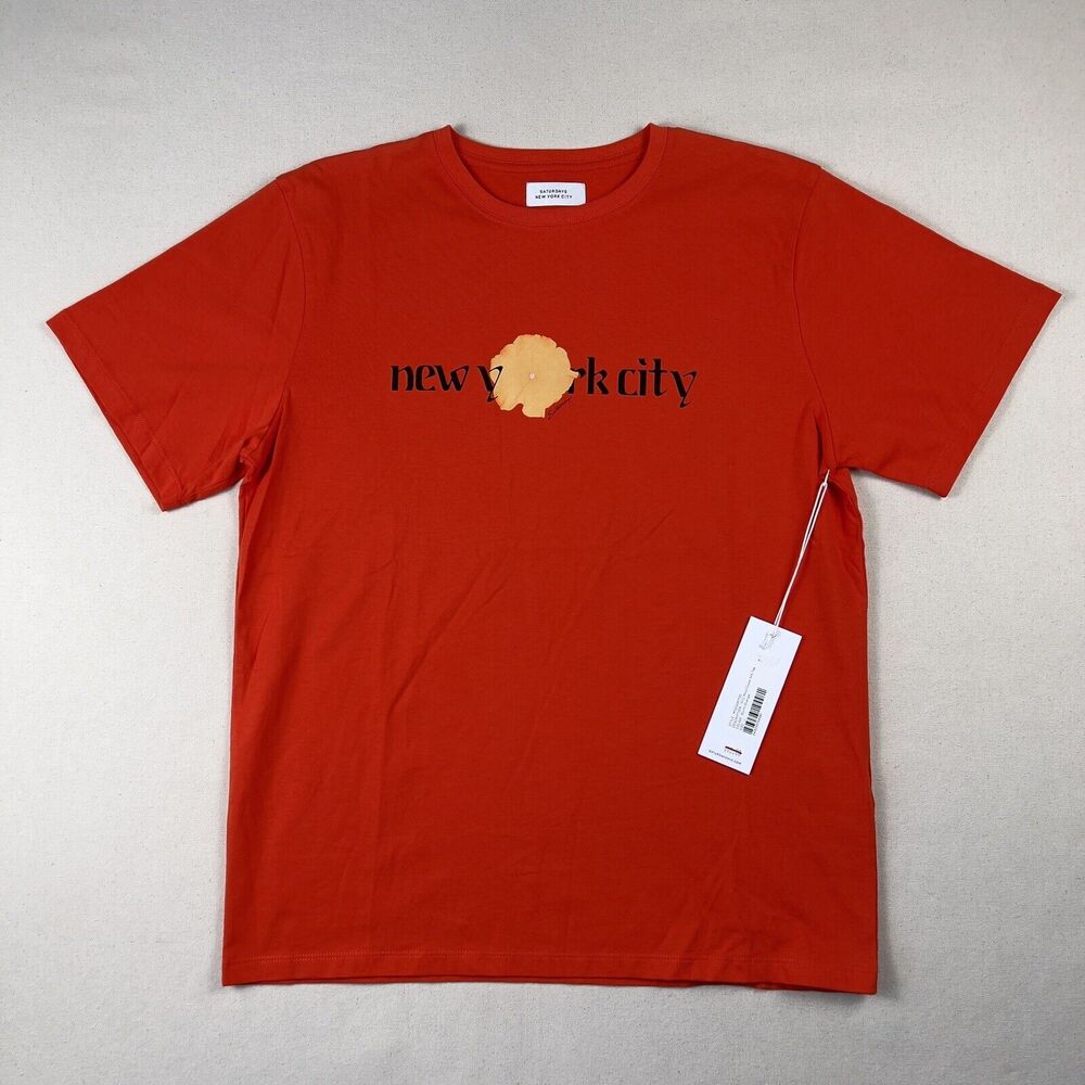 Saturdays NYC Moonflower Short Sleeve Tee Shirt Men’s XS Burnt Orange Cotton